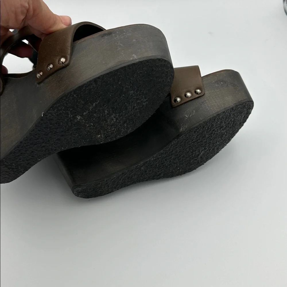 AllSaints Rotchko Strappy Wedge Platform Sandal Genuine Leather High Heel Sz39